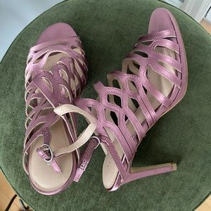 Kelly and Katie Mauve Satin Sandal Heels Size 6